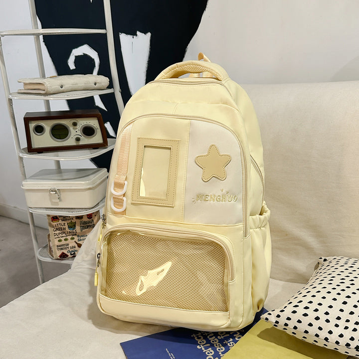 Structured Casual Backpack with Transparent Pocket Stornfield