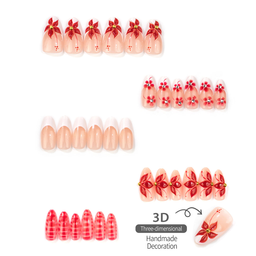 Artistic Floral Accented Press-On Nail Set 1790738460