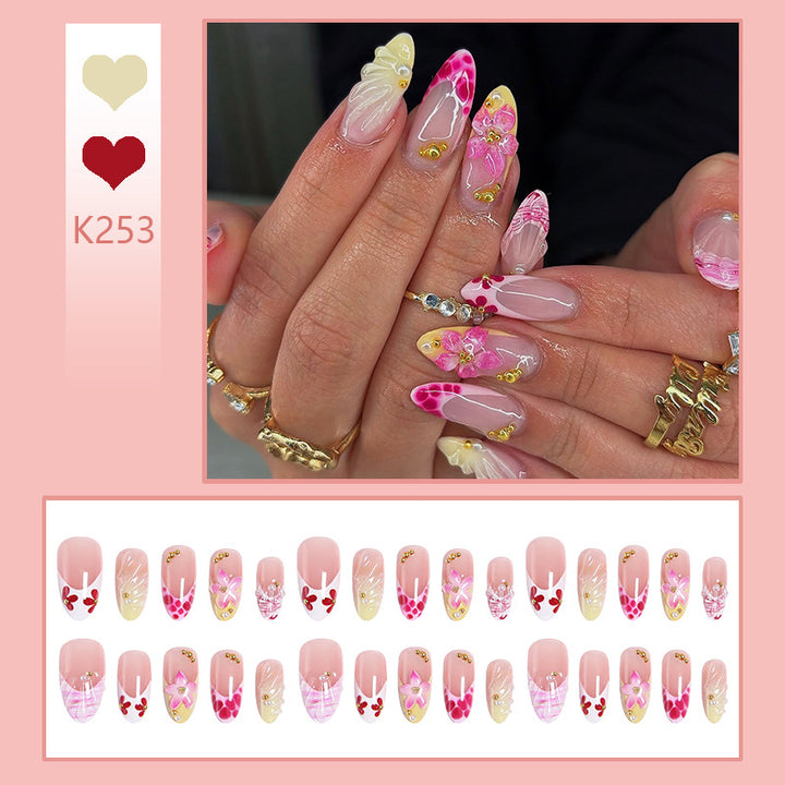 Artificial Nail Set with Floral and Glamorous Decorations Stornfield