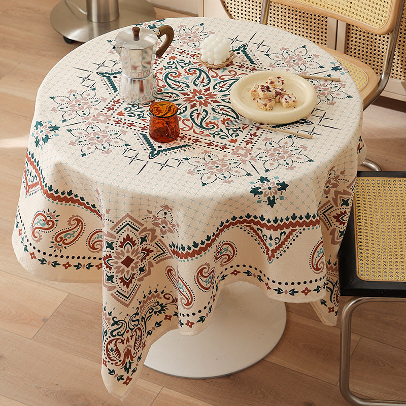 Rectangular oilcloth tablecloth with paisley pattern