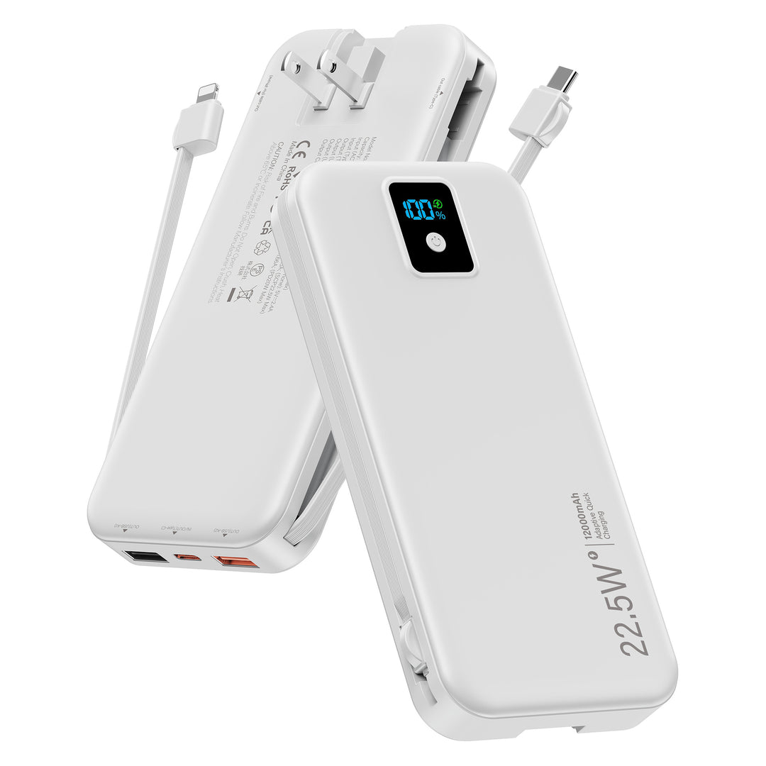 Power bank with digital LCD display and integrated charger Stornfield