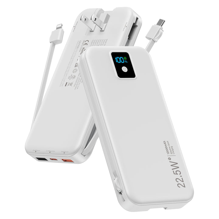 Power bank with digital LCD display and integrated charger Stornfield