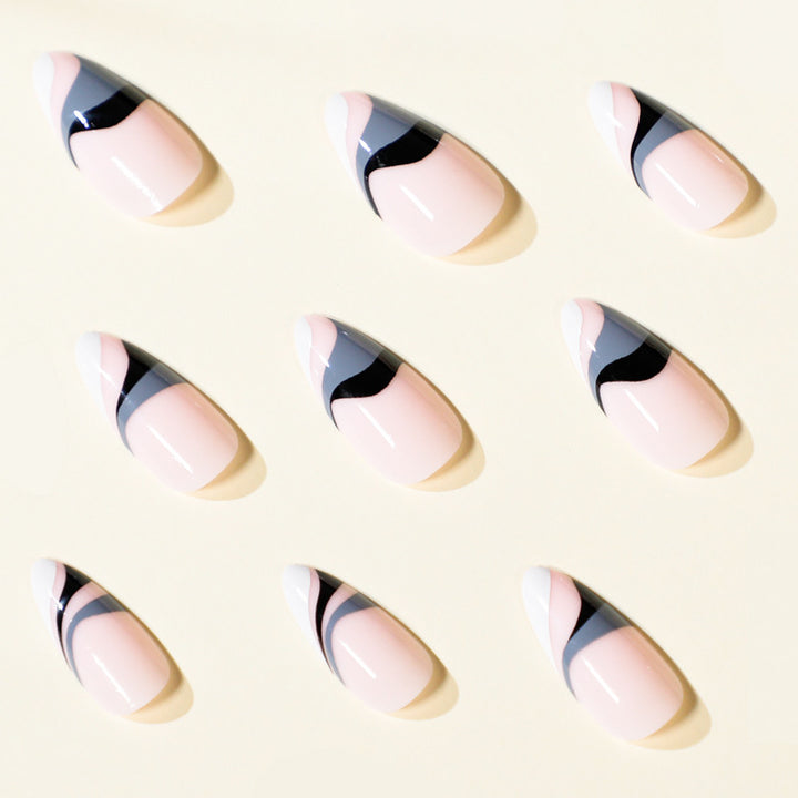 Artful nail extensions with creative wave pattern Stornfield