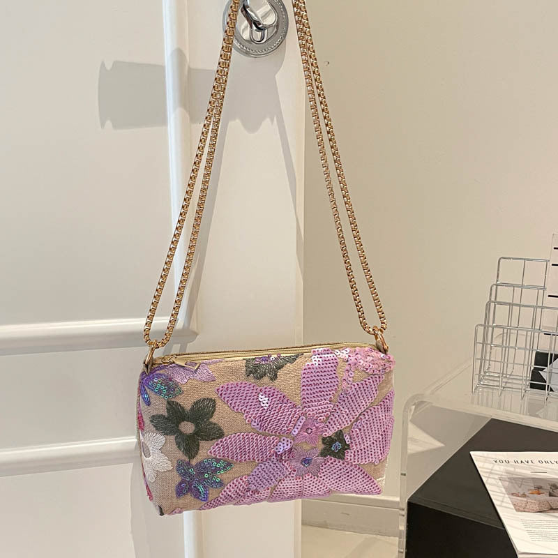 Floral Sequin Clutch Bag
