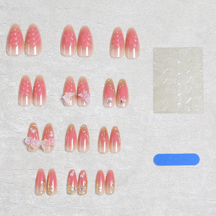 Artificial nail set with elegant blooming 3D decorations Stornfield 1788236934