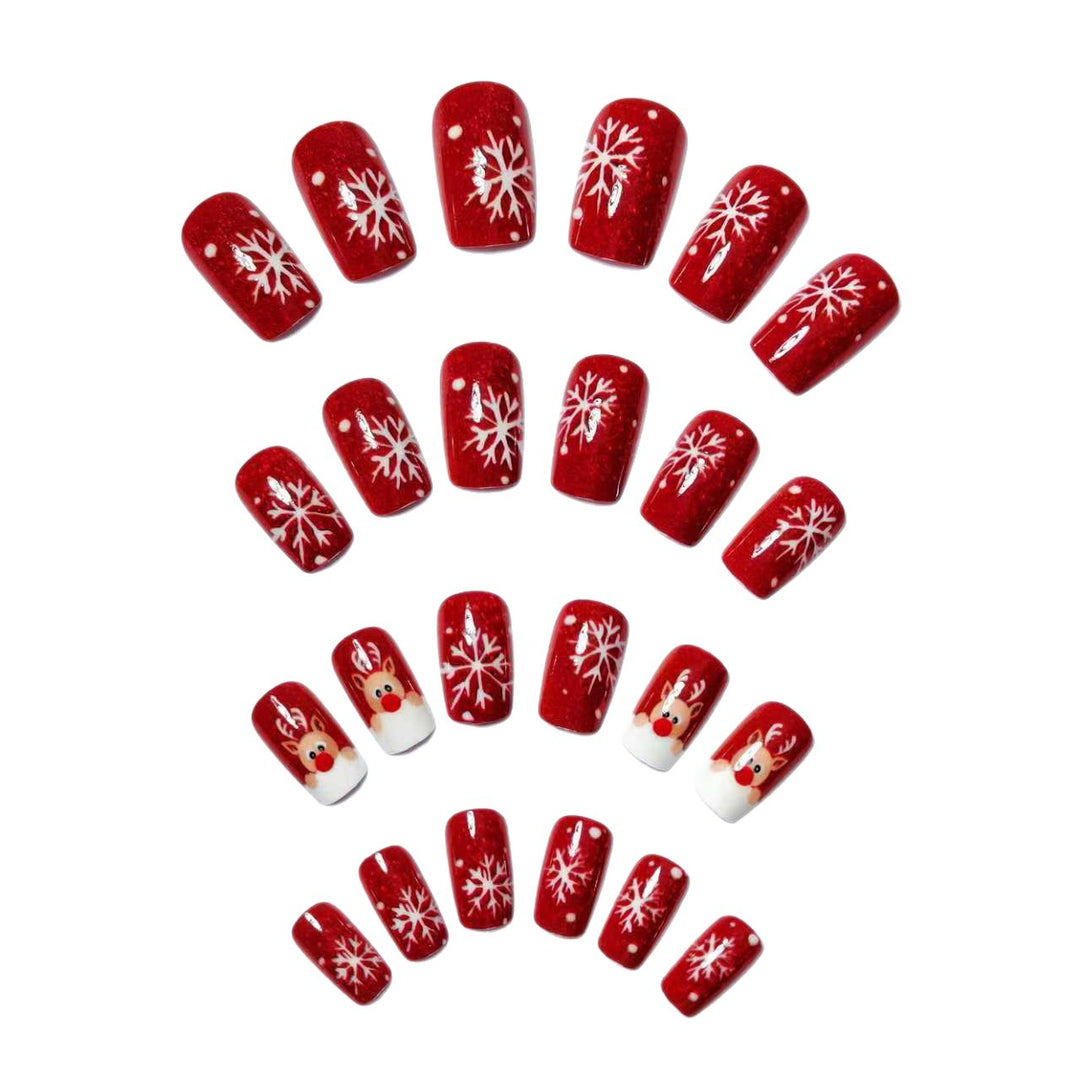 Artificial nails with festive reindeer design Stornfield