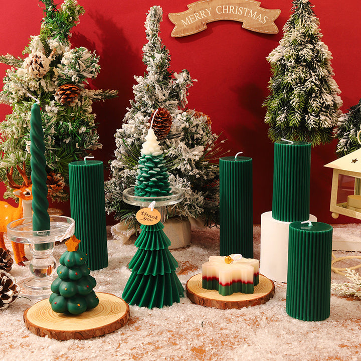 Glass Candle Holders Triple-Height Mantel Centerpiece