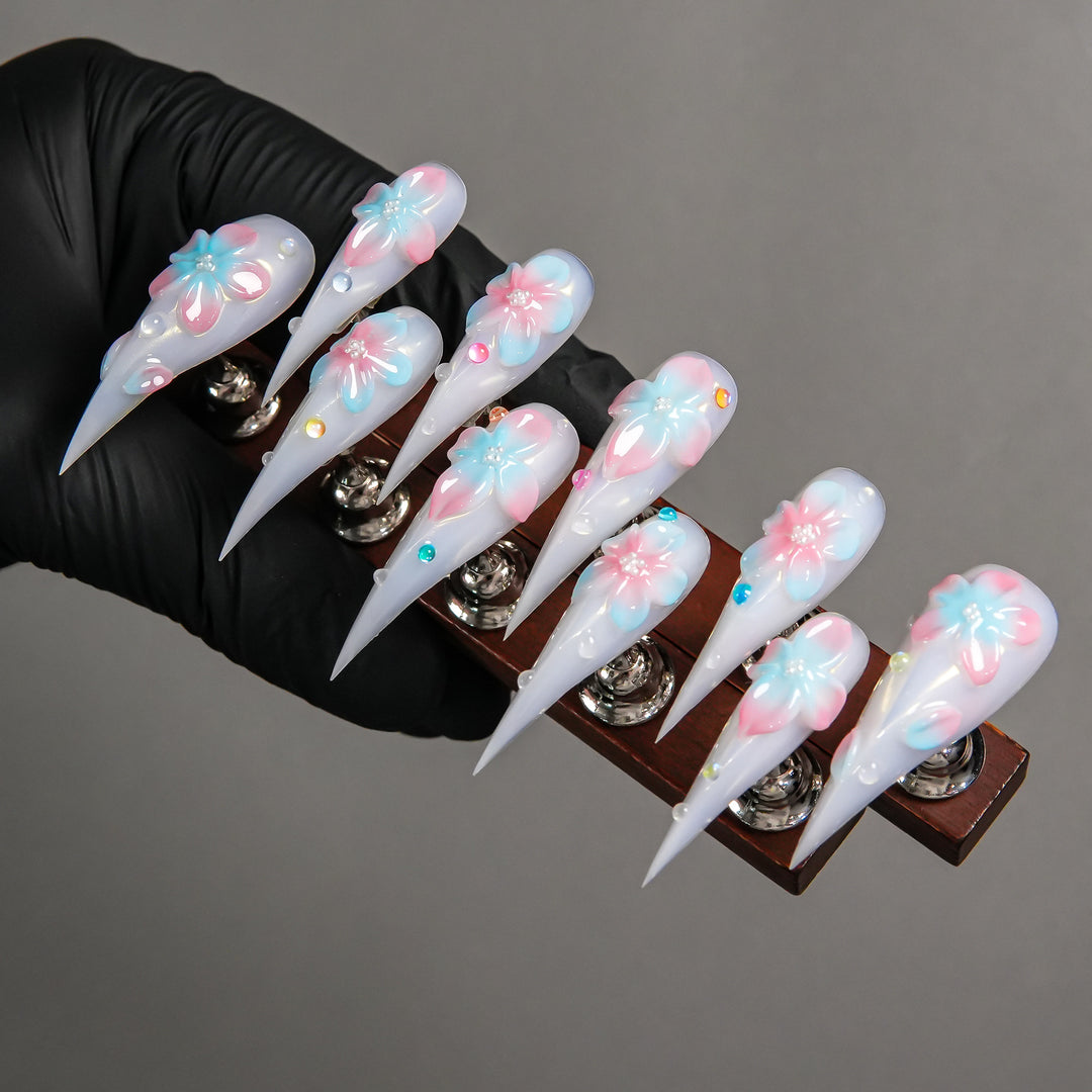 Decorative Floral Stiletto Press-On Nails