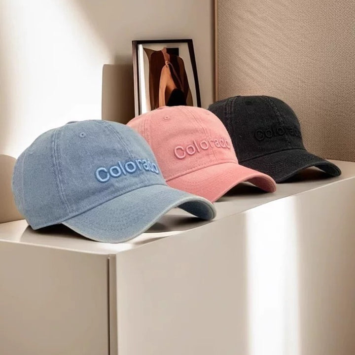 Women's Distressed Cotton Baseball Cap with Embroidered Detail Stornfield