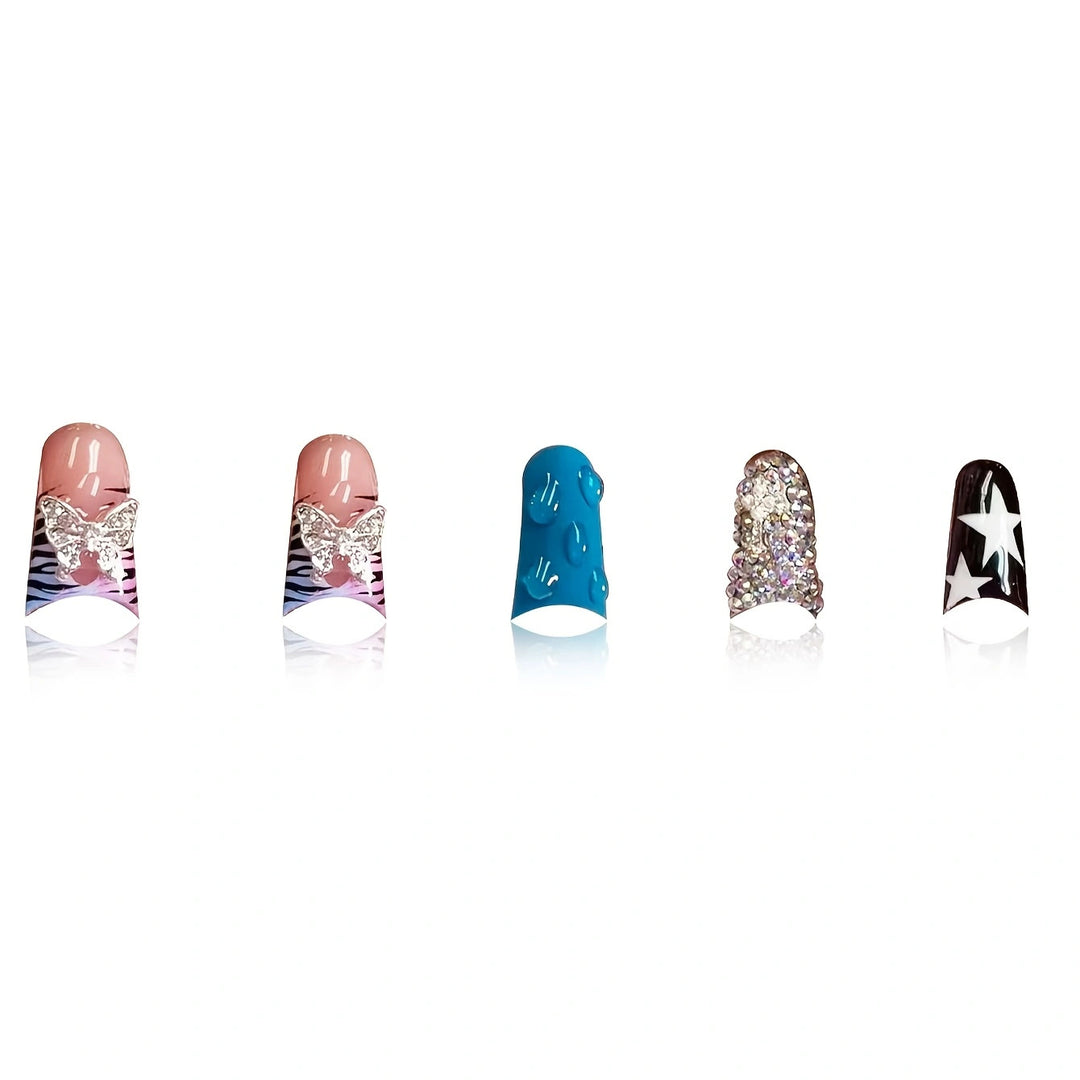 Glamorous Press-On Nail Art Set with Unique Decorative Elements Stornfield