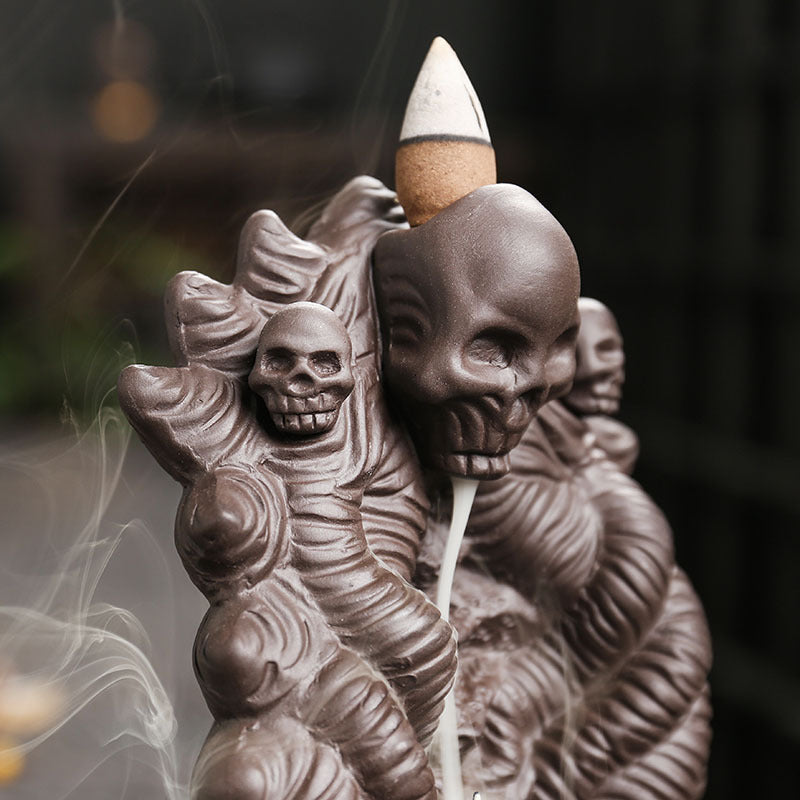 Artistic Skull-Themed Incense Burner