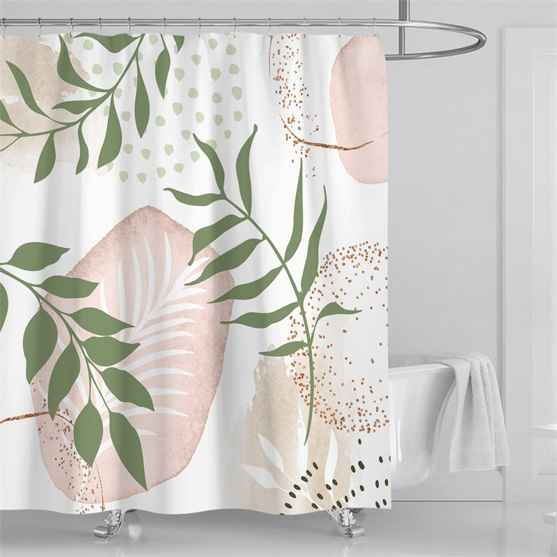 Tropical Leaf Print Shower Curtain Stornfield