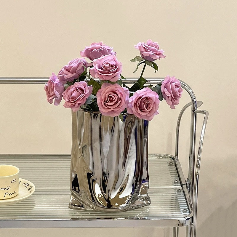 Contemporary Metallic Decorative Vase