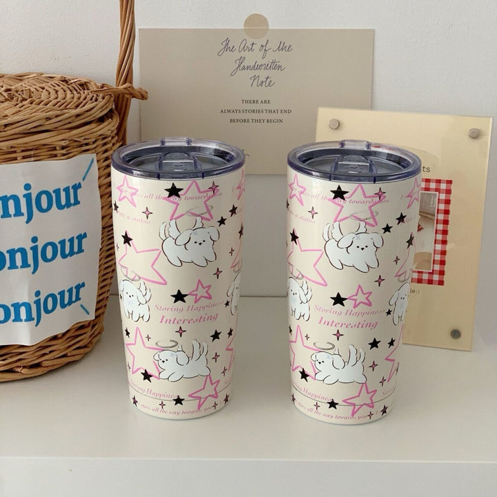 Women's insulated drinking cup with secure silicone lid and fun dog design Stornfield