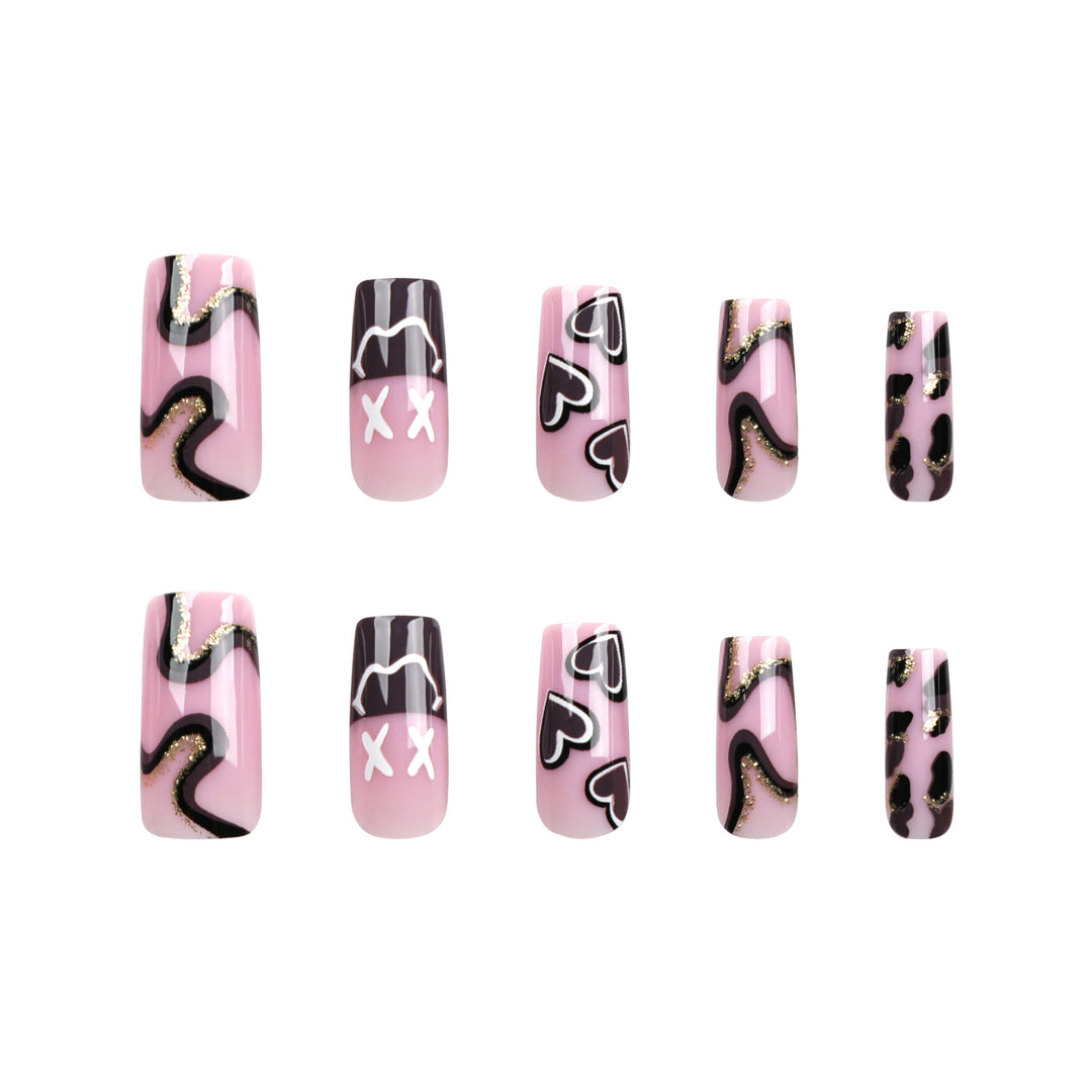 Artful nail extensions in elegant design with gold accents Stornfield