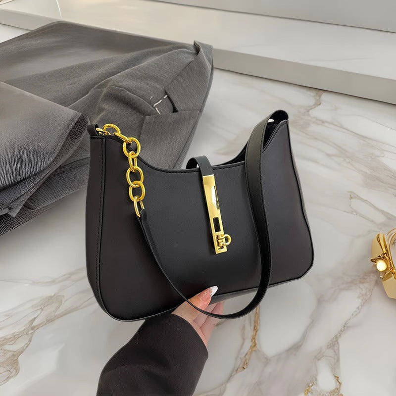 Elegant Chain-Accent Shoulder Bag