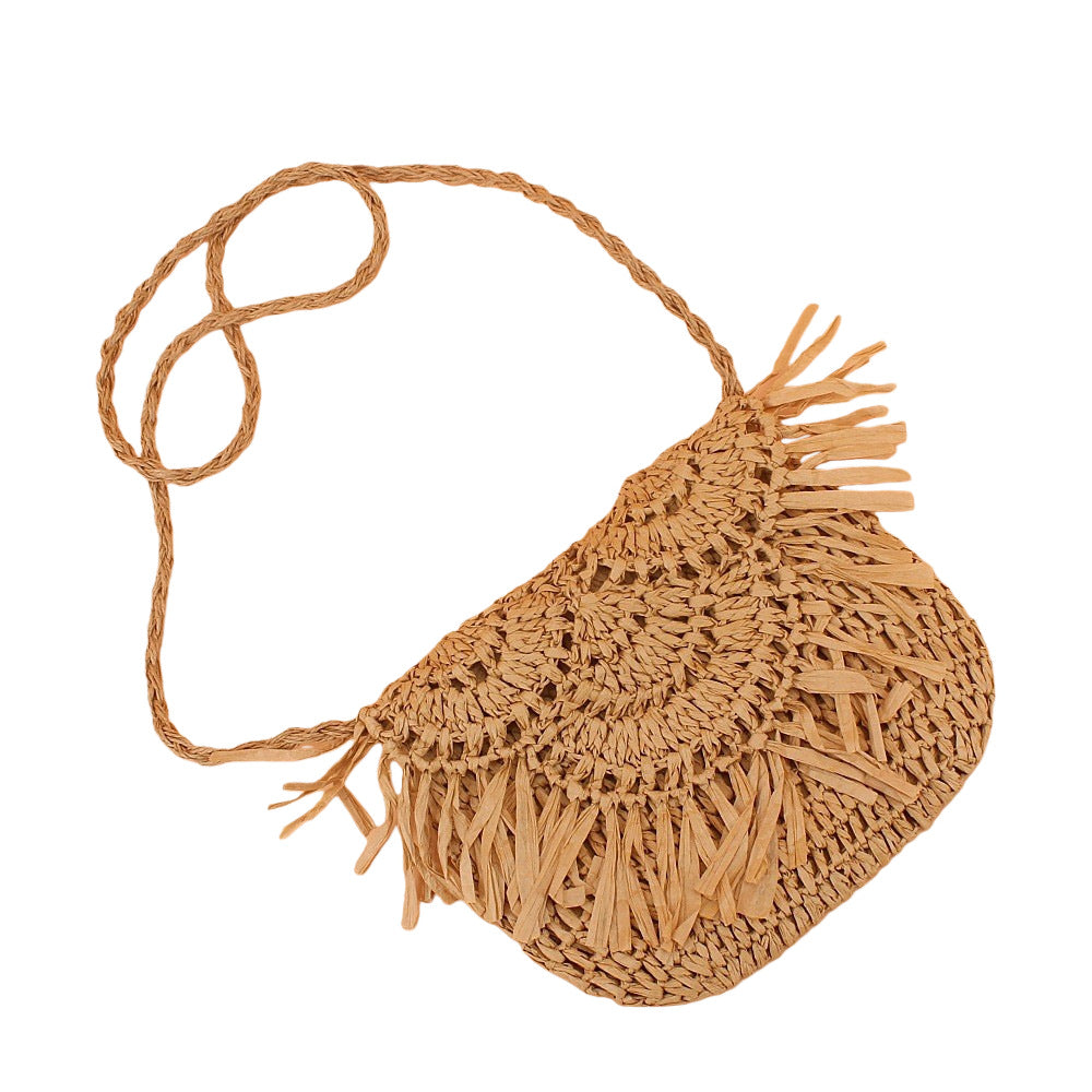 Handmade handbag with fringes Made from natural material Stornfield