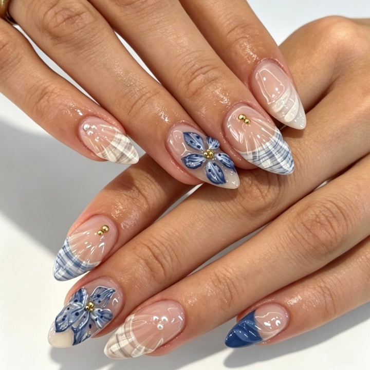 Artistic Floral Accent Press-On Nails Stornfield