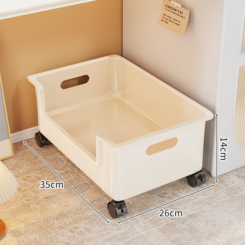 Low-Profile Underbed Storage Drawer with Cutout Handles and Open-Front Access
