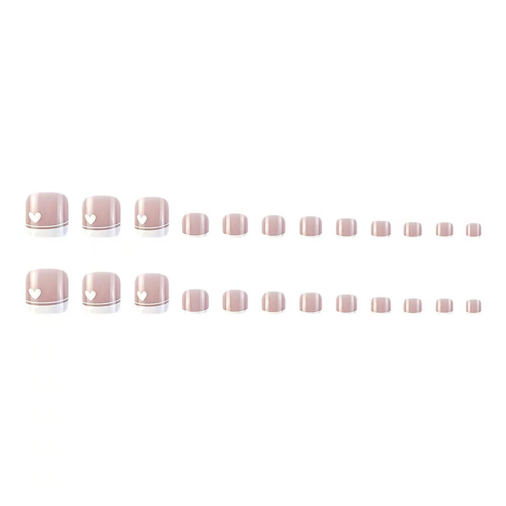Heart-Inspired Press-On Toe Nail Set