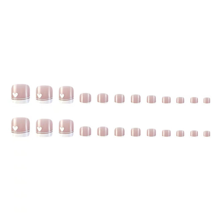 Heart-Inspired Press-On Toe Nail Set