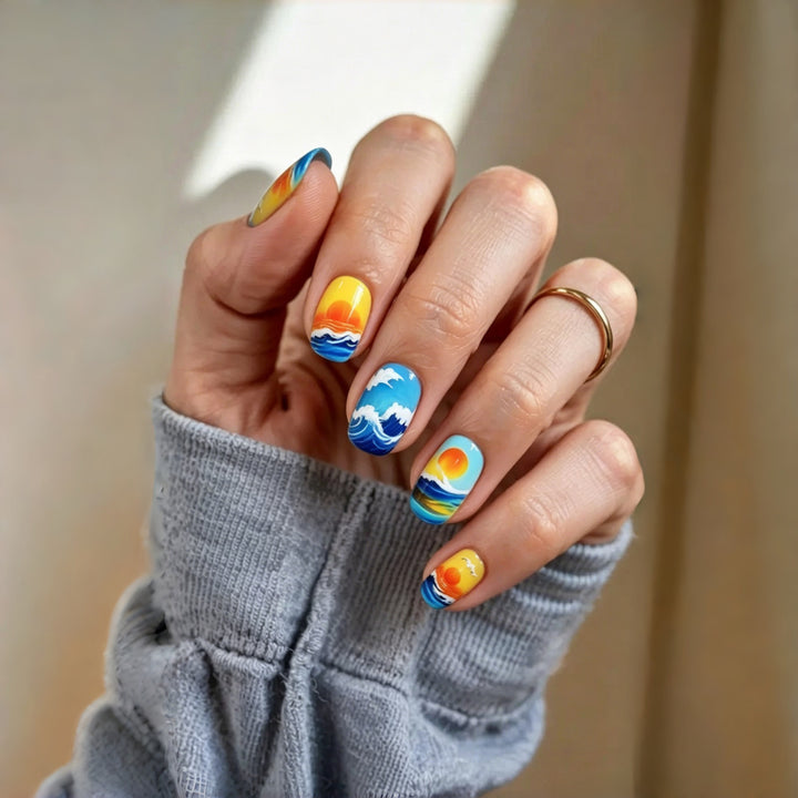 Artificial nails with dreamy summer design Stornfield
