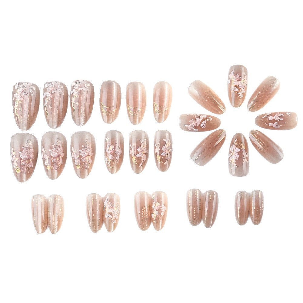 Floral Embellished Press-On Nails Stornfield