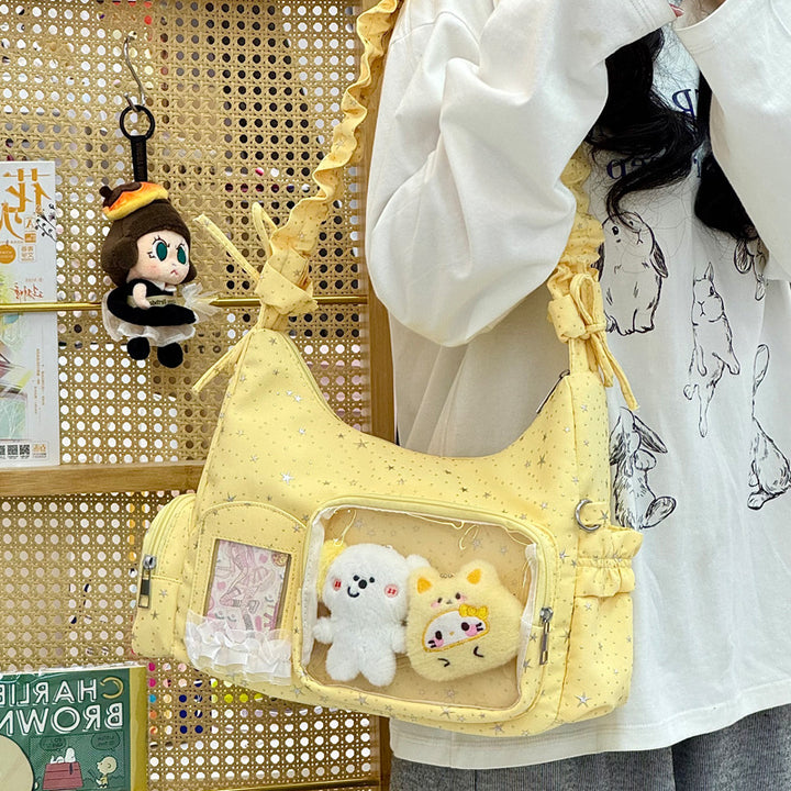 Star-Print Ruffle Strap Shoulder Bag Stornfield