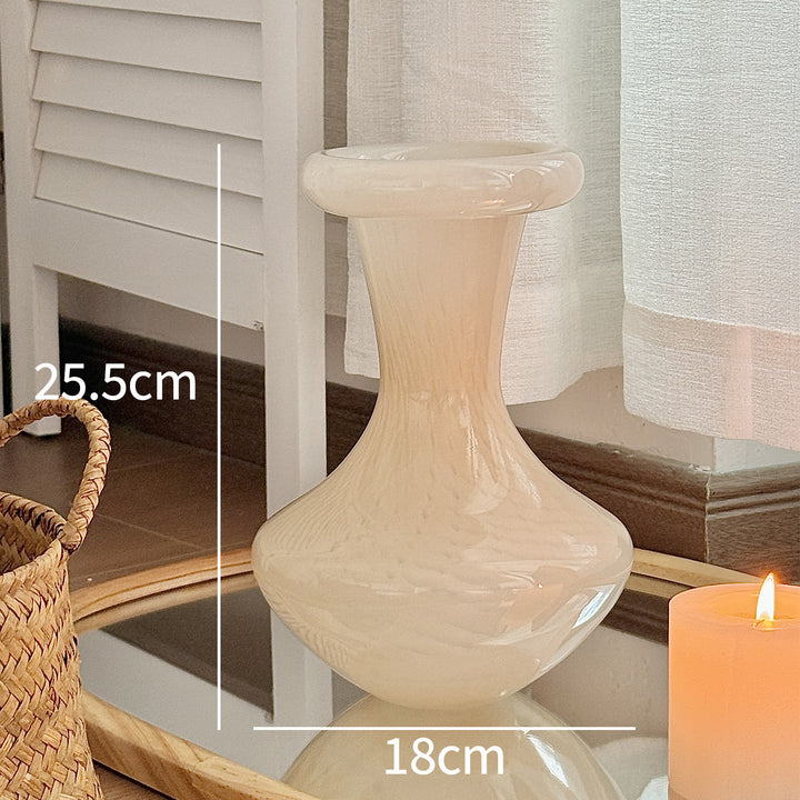 Contemporary Blown-Glass Hourglass Accent Vase Stornfield