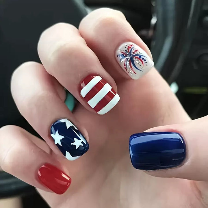 Patriotic Gel Nail Art Extensions Stornfield