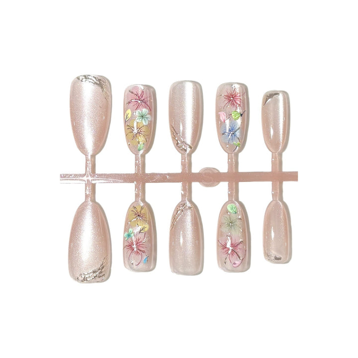 Press-On Nail Art Set with Floral Designs