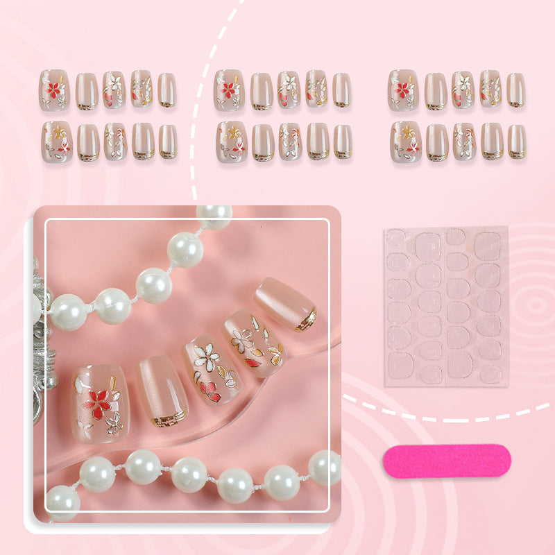 Artistic Floral Accent Press-On Nail Set