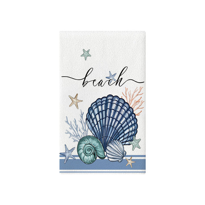 Oversized Quick-Dry Microfiber Beach Towel with Nautical Seashell Print
