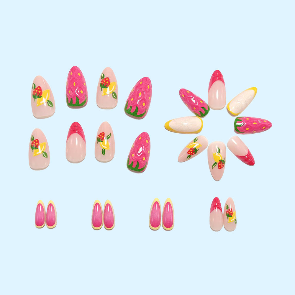 Artificial nails with fruit motif and glitter accents Stornfield