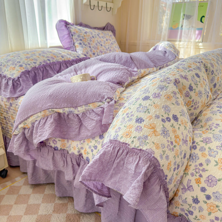 Playful Animal-Themed Ruffled Bedding Set