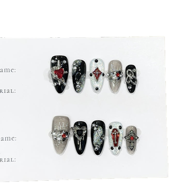 Gothic-Inspired Decorative Press-On Nails