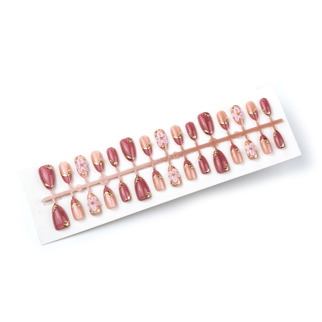 Decorative Floral Press-On Nail Set Stornfield