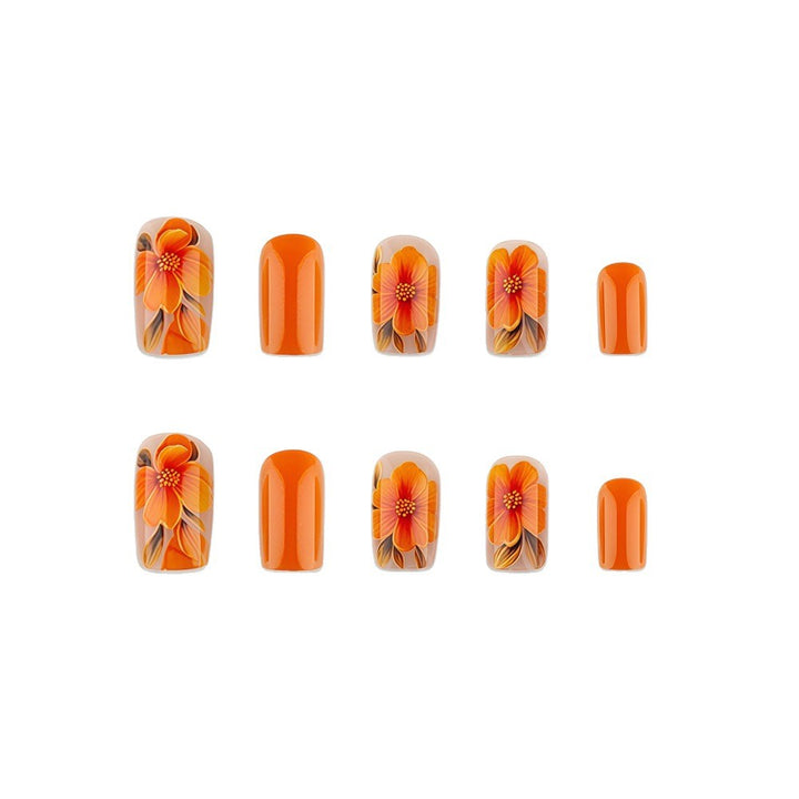 Artificial nails with floral accents and high gloss finish Stornfield