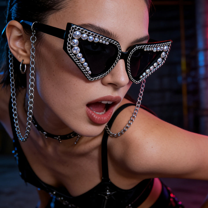 Women's sunglasses with unique triangular frame and sparkling accents Stornfield