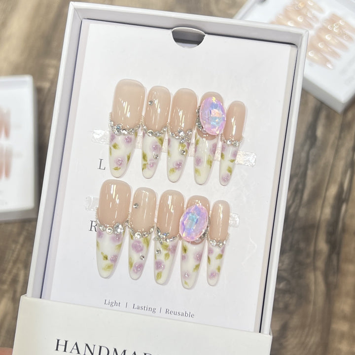 Decorative Floral Stiletto Press-On Nail Set Stornfield