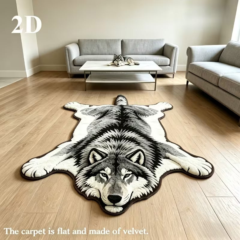 Plush Wolf-Shaped Carpet