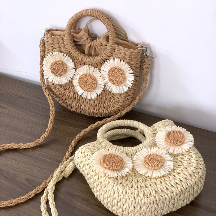 Handbag made of natural material with floral accents Stornfield