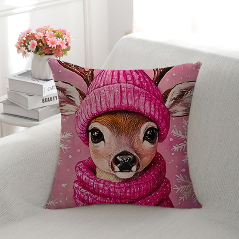 Artistic Deer Illustration Throw Pillow