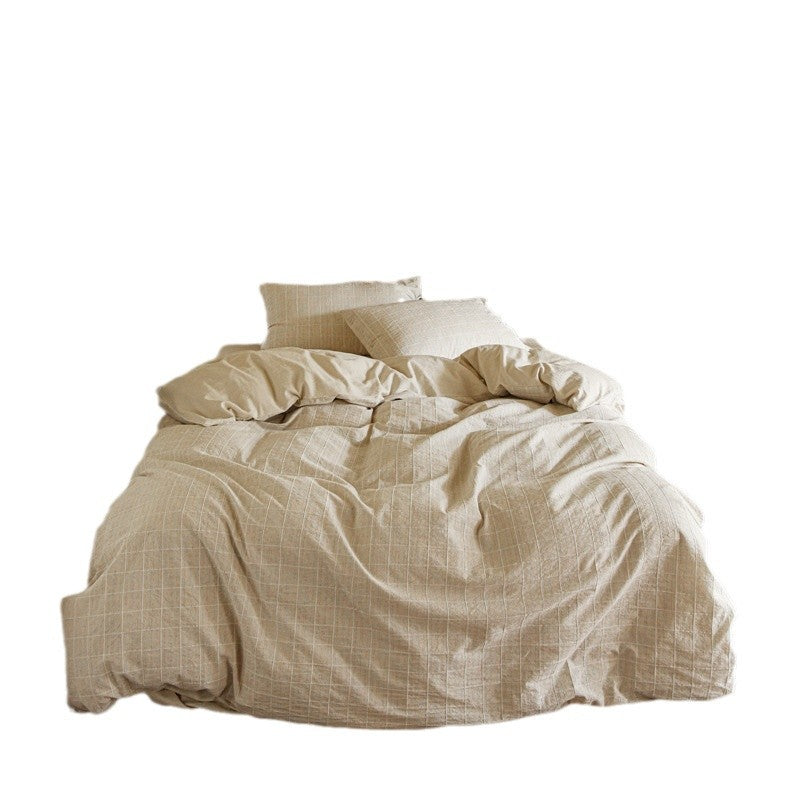 Organic Linen-Texture Breathable Duvet Cover Set with Corner Ties