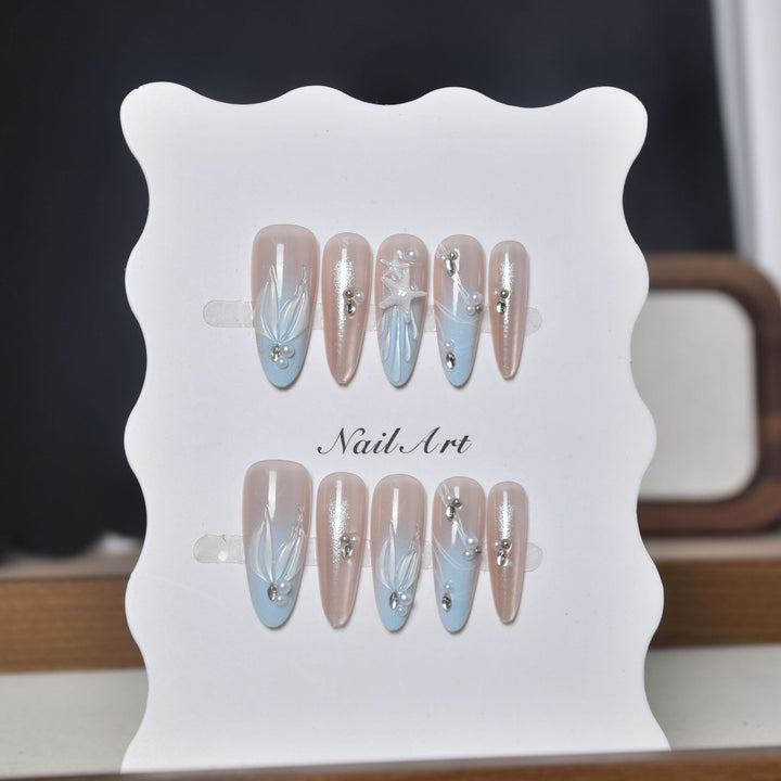 Decorative Long Stiletto Crystal-Embellished Press-On Nail Set Stornfield