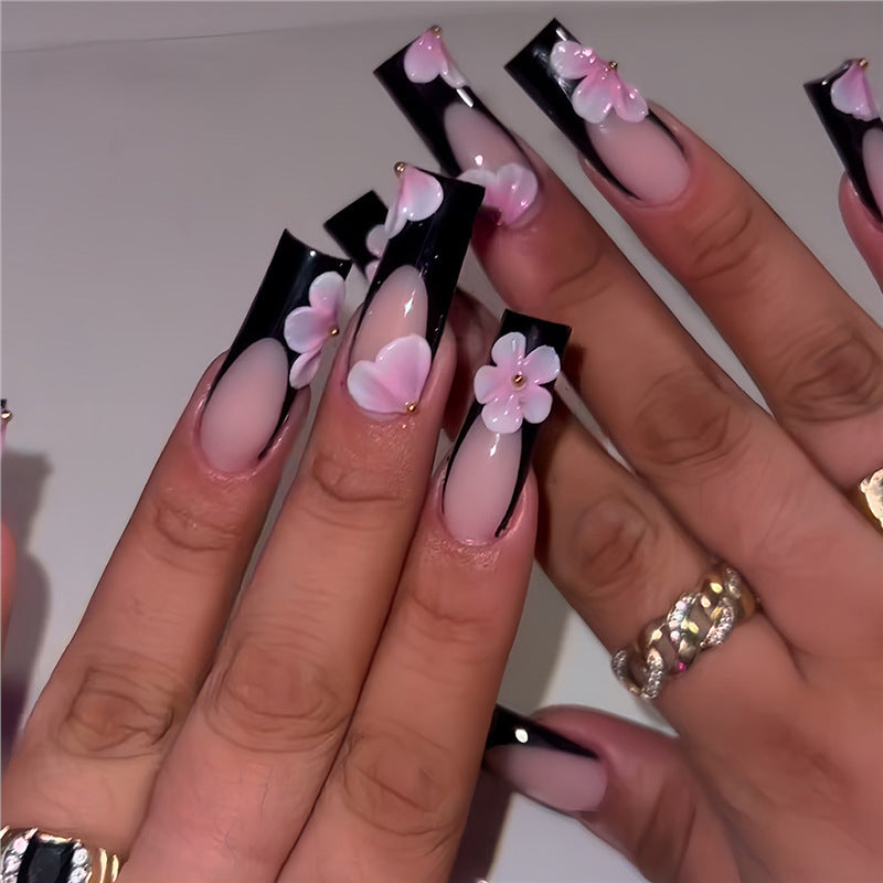 Floral-Embellished Long Press-On Nails Stornfield