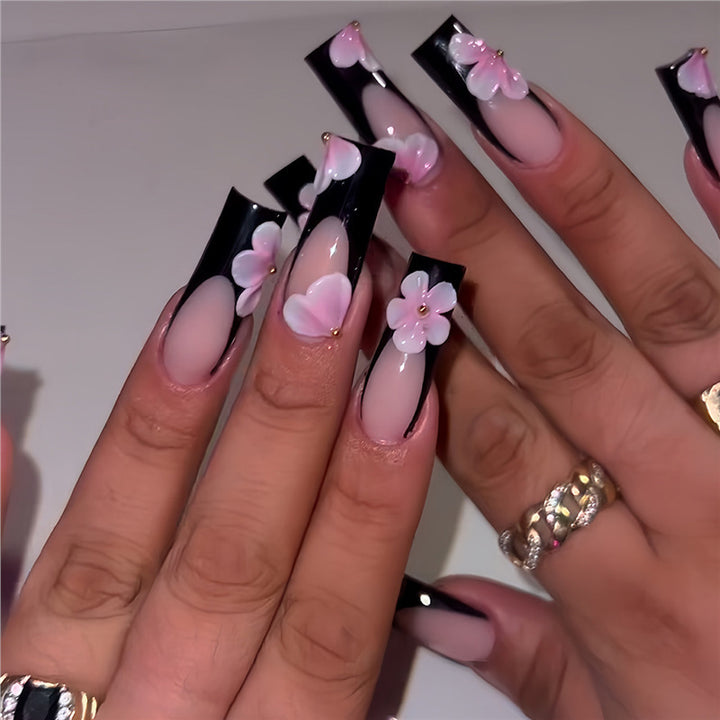 Floral-Embellished Long Press-On Nails Stornfield