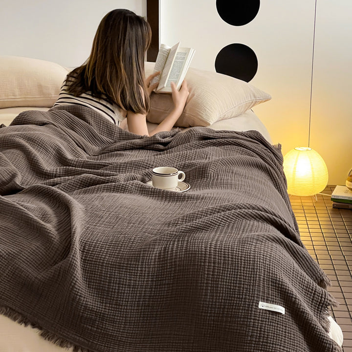 Cozy Waffle Knit Throw Blanket