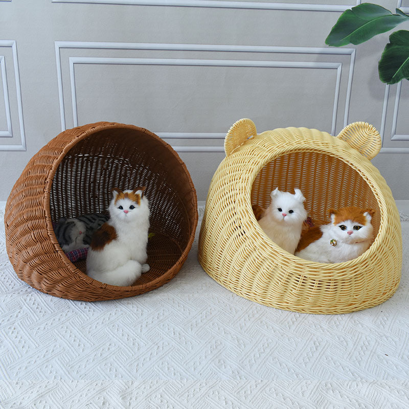 Playful Bear-Shaped Woven Pet Bed Stornfield