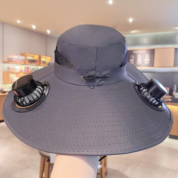 Sunscreen hat with dual USB fans, breathable mesh and adjustable chin strap Stornfield